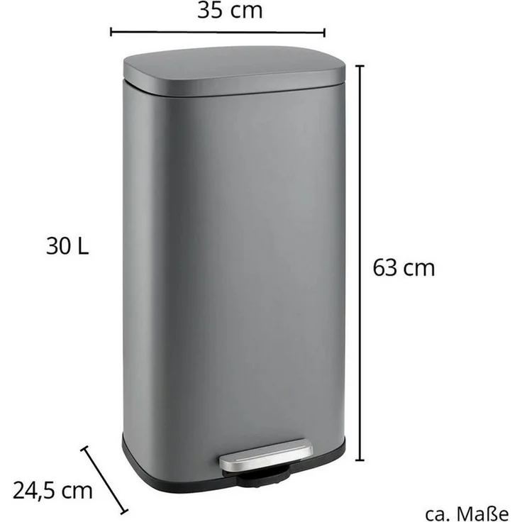 SVITA TQ30 Mülleimer grau 30L Treteimer Abfallbehälter Softclose Deckel – Bild 3