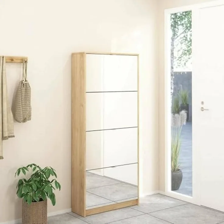 Dmora - Schuhschrank Bliss, Schuhregal, Mehrzweck-Eingangsgarderobe, Möbel für Schuhe, 70x24 h162 cm, Eiche