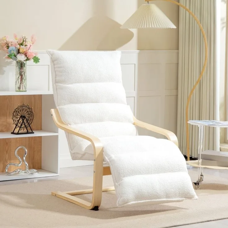 Relaxsessel mit Fußstütze verstellbar & Schaukel-Funktion Sherpa Fleece Lesesessel Lounge Chair