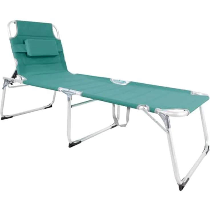 Mojawo XXL Aluminium Gartenliege Sonnenliege, gepolstert in Türkis, verstellbar, L200xB70cm, bis 150 kg belastbar
