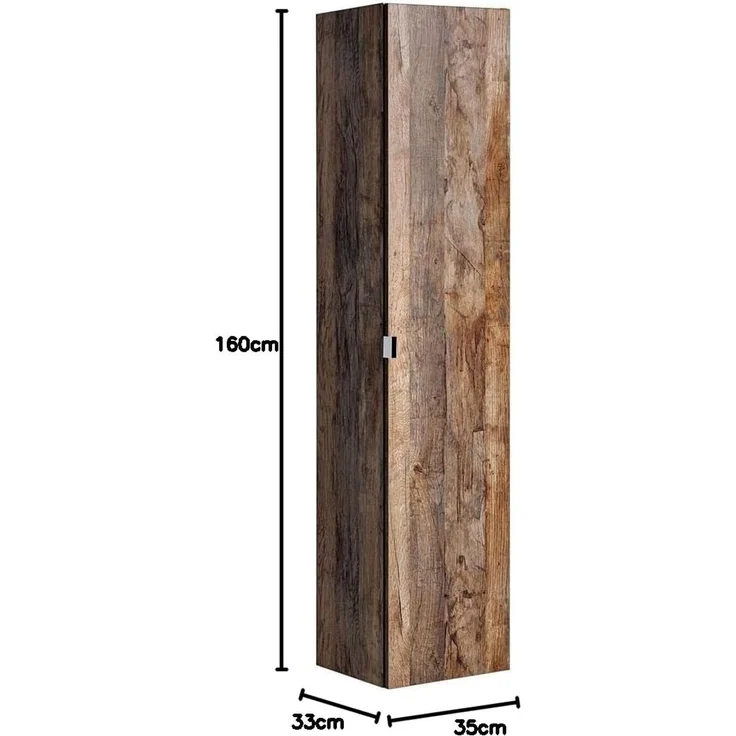 Badmöbel Hochschrank PUEBLA-56 Vintage Oak Eiche, 2 Türen, B/H/T: 35/160/33 cm – Bild 3