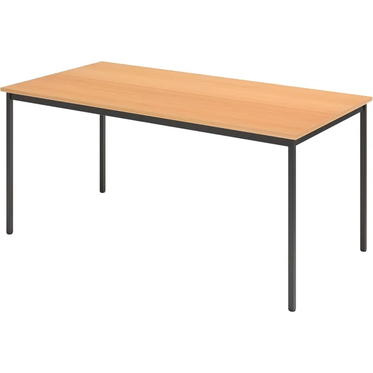 bümö® Tisch für Konferenzraum, Pausenraum, Warteraum od. Besprechungsraum | Konferenztisch System | Meetingtisch in 2 Dekoren & 4 Varianten (Gestell: schwarz | Platte: Buche, Rechteck: 160x80 cm)