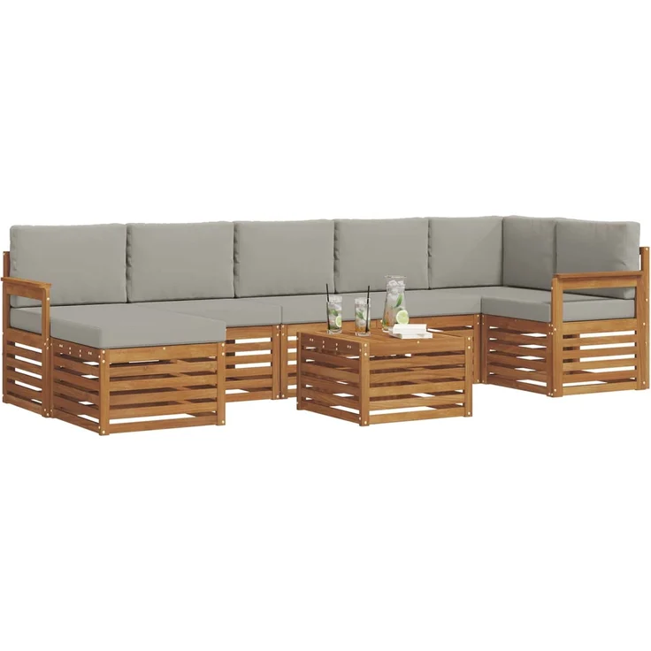 vidaXL Outdoor-Sofagarnitur 8 stk. 8-Sitzer Natur und Hellgrau 3375196 – Bild 3