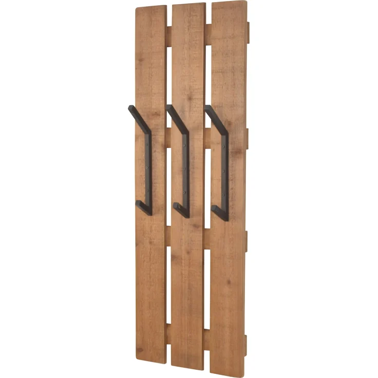 Massivholz Wandgarderobe mit 3 Haken, braun – Bild 1