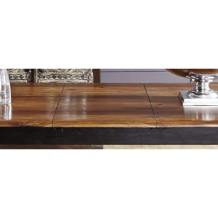 Esstisch mit Auszug Sheesham 140-180 x 90 x 76 schwarz/braun lackiert NEW BOSTON #151 – Bild 8