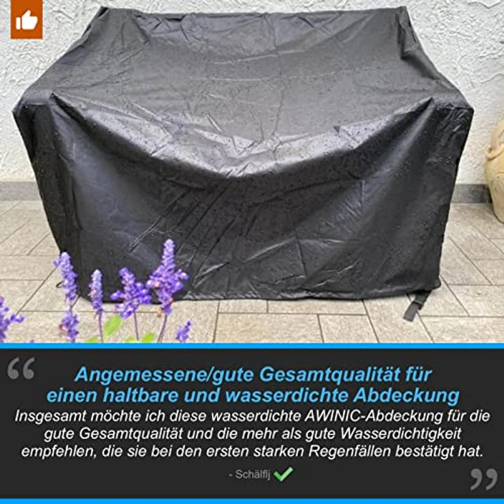 Awnic Gartenbank Abdeckung Hülle für Schutzhülle Abdeckplane Gartenbank Wasserdicht 210D Polyester 2 Sitzer 134 x 70 x 60/88cm – Bild 8