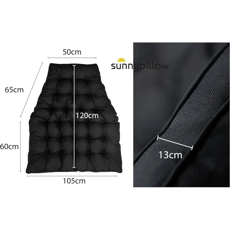 sunnypillow Polsterauflage Hängesessel Kissen - Auflage für Rattan & Polyrattan Hängeschaukel, Schwarz
