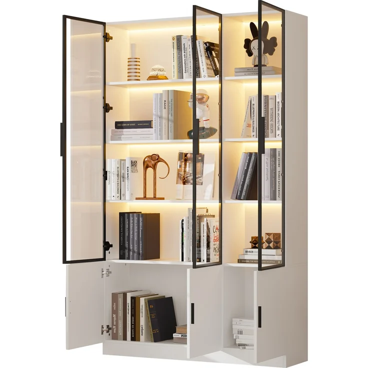 ZUBALIYA Schrank mit LED-Beleuchtung in Weiß, ideale Lösung für kleine Räume, robuste Verarbeitung, langlebige Materialien, einfache Selbstmontage, mit verständlicher Aufbauanleitung, si. (Modell 3) – Bild 14