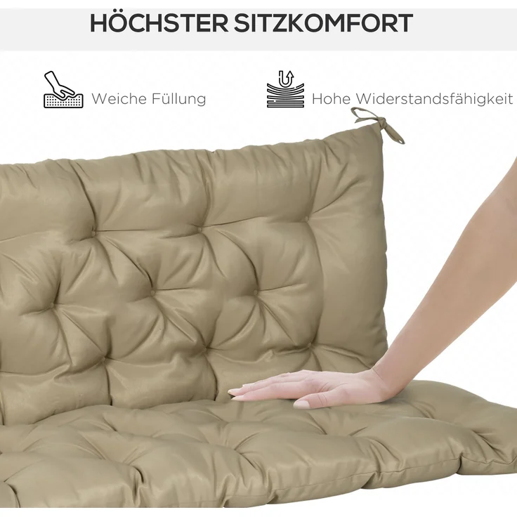 Outsunny Bankauflage, Polyester, Schaumstoff, Khaki, 98L x 150B x 8T cm – Bild 4