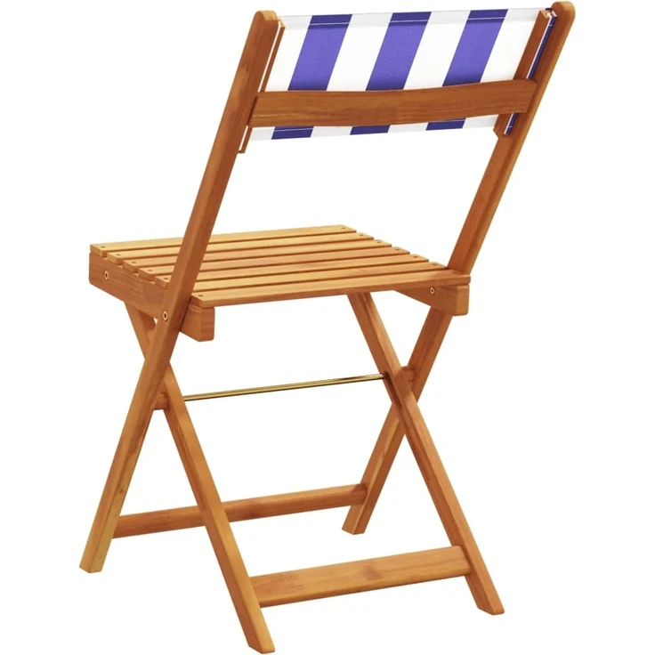 vidaXL Gartenstühle 6 Stk. Klappbar Blau und Weiß Stoff und Massivholz 3214626 – Bild 5