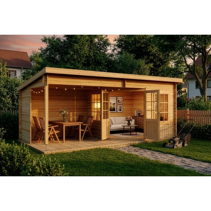 Alpholz Holz Gartenhaus Carl 28 | Natur | 339x600x235 cm – Bild 2