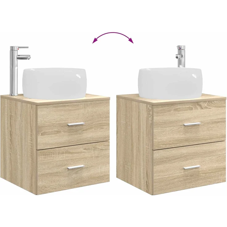 vidaXL Wandmontiertes Badezimmermöbel-Set 2 stk. Sonoma-Eiche 3403922 – Bild 9