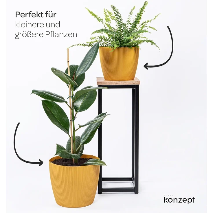 KONZEPT Blumentopf 5,2 l, gerillte Struktur 22 cm, Übertöpfe für Zimmerpflanzen, ideal für Wohnzimmer, Küche und Balkon – Bild 6