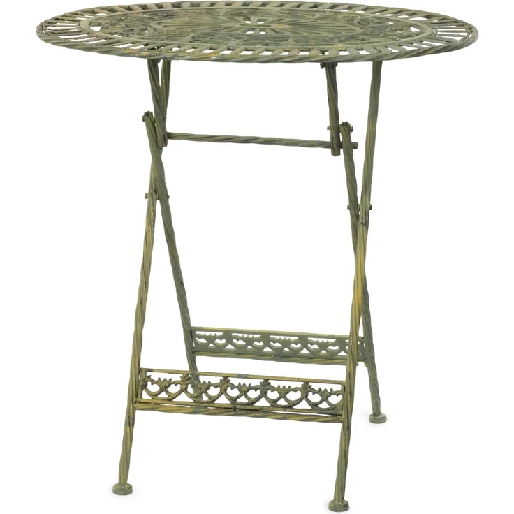 Moritz Bistro Set Tisch oval + 2 Stühle altgrün antik aus Gusseisen Gartendeko Set Bistrotisch Bistrostühle 3-teilig Sitzgruppe Balkonmöbel – Bild 4