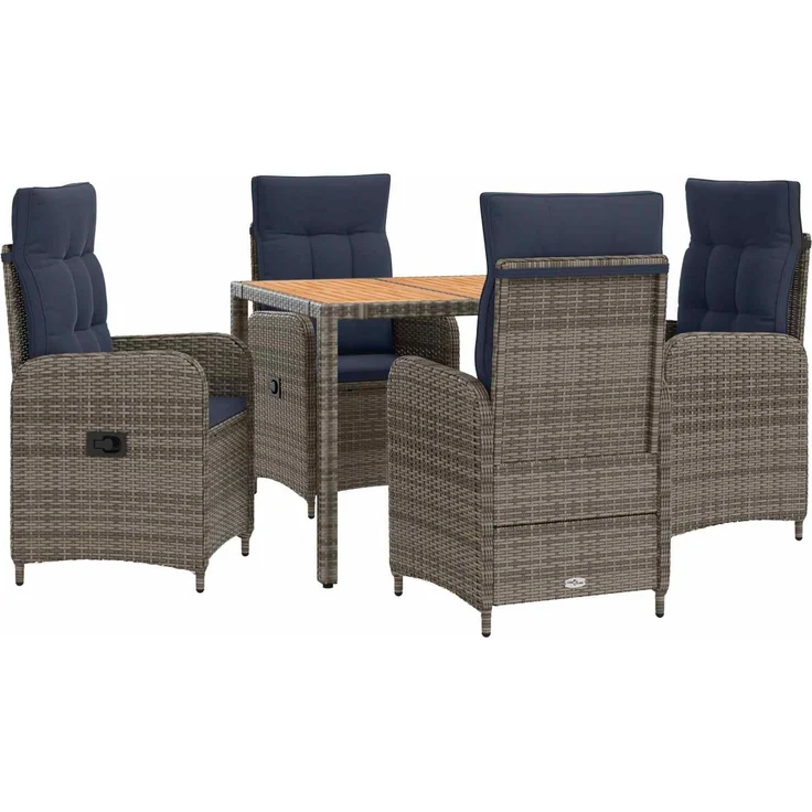 vidaXL Outdoortisch-Set 5 stk. Grey and Navy Blue 90 x 90 x 75 cm 3422287 – Bild 2