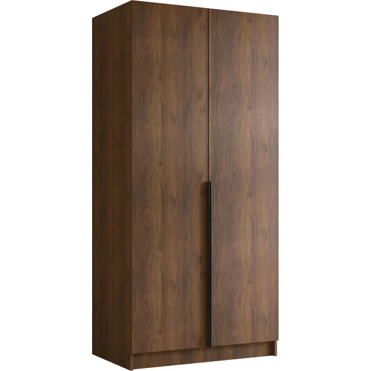 Drehtürenschrank Borton I, Kleiderschrank mit 2 Türen (Farbe: Nuss Warmia / Nuss Warmia + Schwarz) – Bild 1