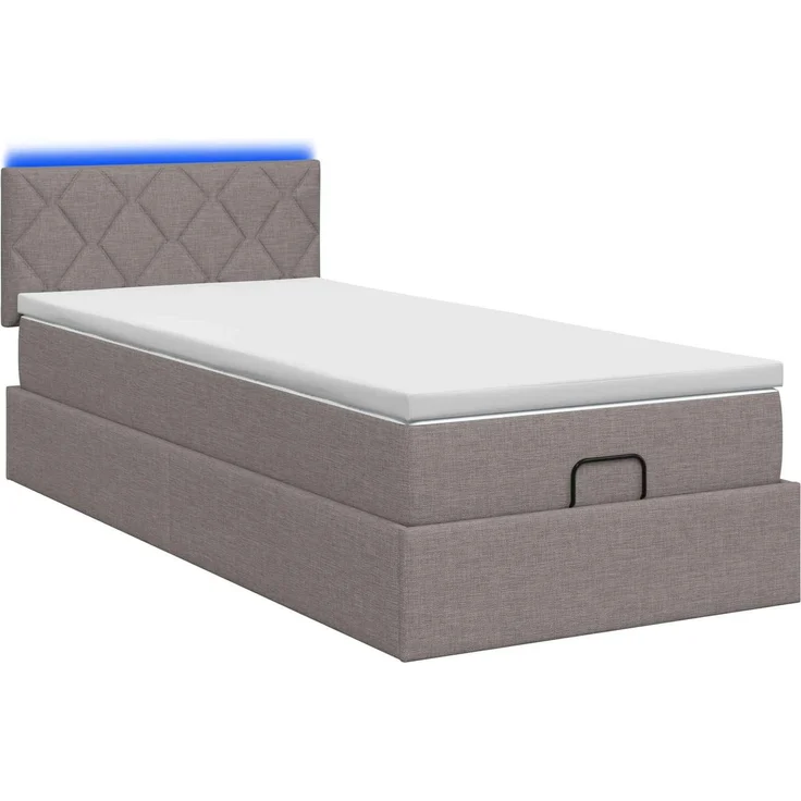 vidaXL Ottoman-Bett mit Matratze und LED Taupe 100 x 200 cm Stoff 3456971 – Bild 9