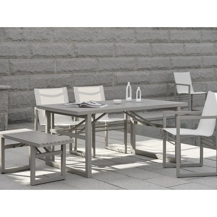 Gartenesstisch Vevi aus Aluminium, modern, beige, für 4–6 Personen, 160x90 cm – Bild 6