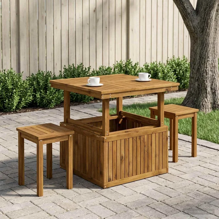 vidaXL Gartenkaffee Tisch aus massivem Akazienholz höhenverstellbar 901243 – Bild 1