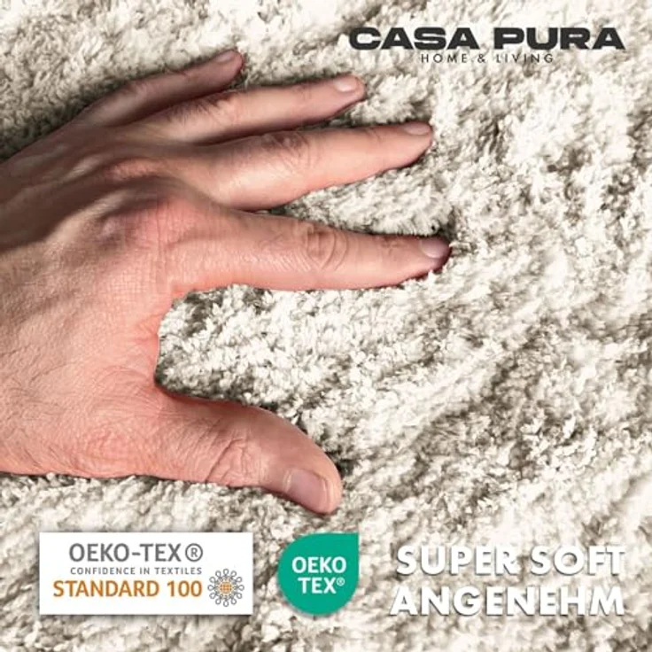 casa pura Badematte Ivory Sky Soft, rutschfester Badezimmerteppich, wassersaugender Mikrofaser-Teppich, waschbar bei 40°C, 50x80 cm, flauschige Shaggy-Optik – Bild 1
