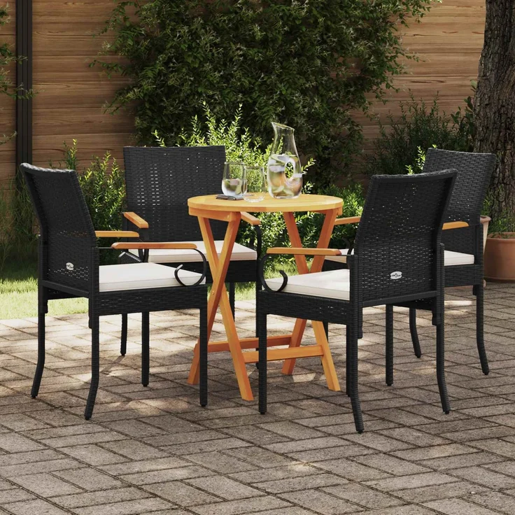 vidaXL Gartenstühle 4 Stk. Schwarz und Cremeweiß 42025885 – Bild 3