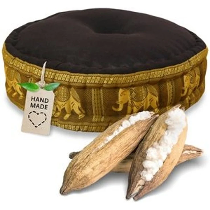 livasia Meditationskissen Zafukissen groß (Deluxe) vegan und handgefertigt, 44x15cm, Kapok – Bild 6