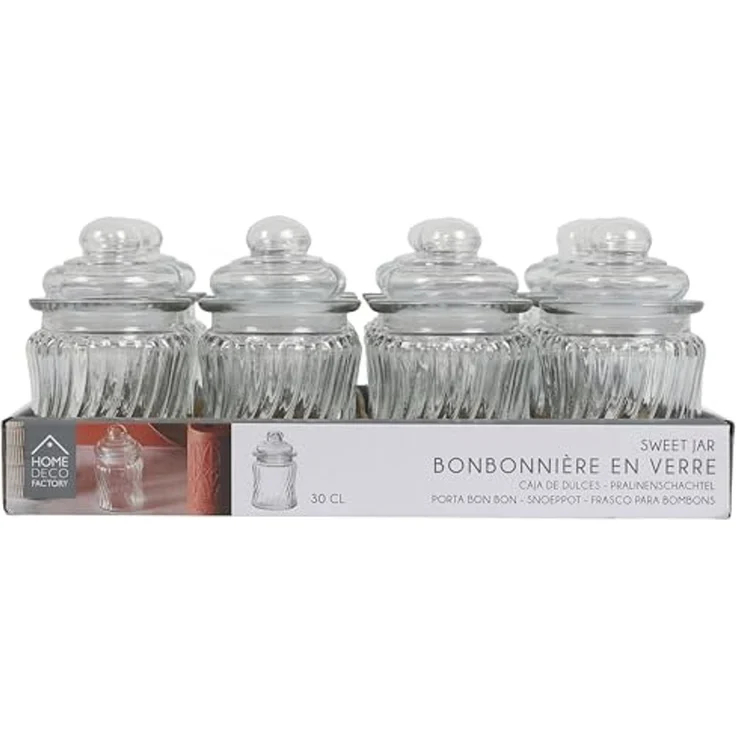 HOME DECO FACTORY, KA0259, Elegant Glass Candy Dish, ideal for Confectionery, Spices or Decorative Objects, with airtight lid for optimal Conservation, D7.5 cm, transparent – Bild 4