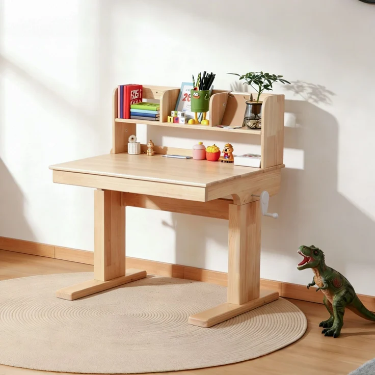 TavilaEcon Kindertisch Höhenverstellbarer Massivholz-Multifunktionsschreibtisch für Kinder natur 89–110,5 × 60 × 92 cm (H × T × B) – Bild 4