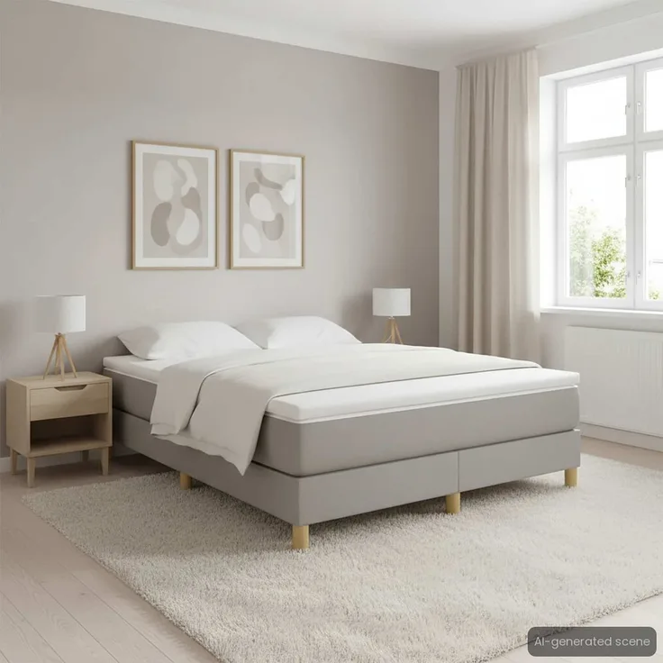 Boxspringbett Hellgrau 140x200 cm Stoff [3120614]