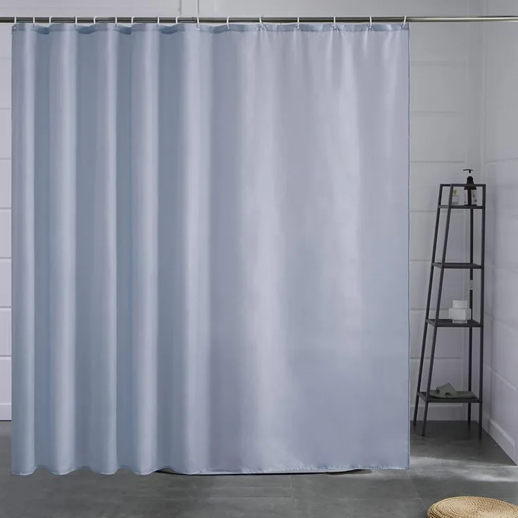Duschvorhang Überlänge Antibakteriell 240x180cm Grau Blau