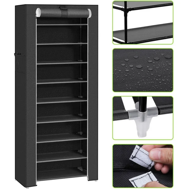 JEOBEST Schuhregal Schuhschrank 10 Ebenen, Metallgestell, Shoe Rack Schuhaufbewahrung mit Staubdichtem – Bild 2