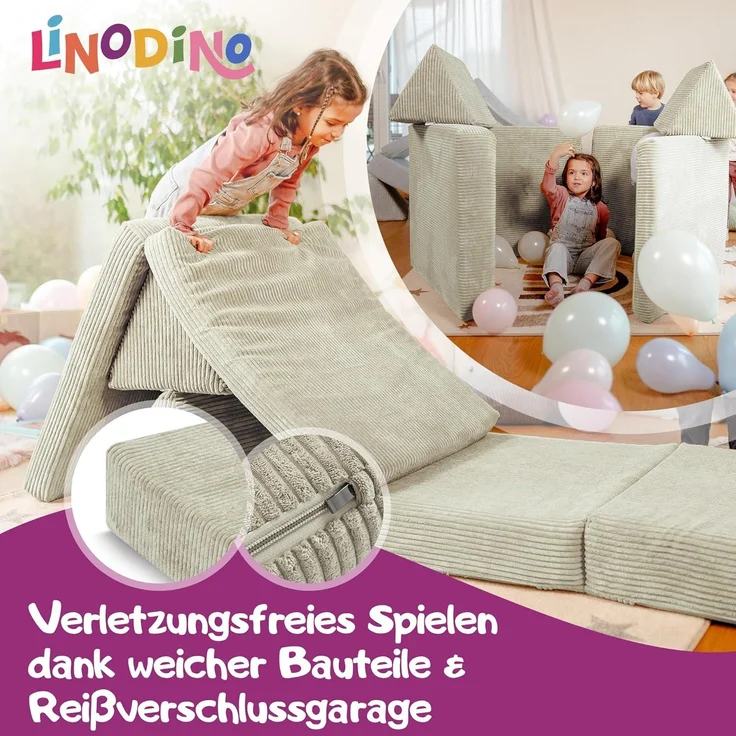 Linodino Kindersofa Spielsofa I aus Schaumstoff Bausteine I Spielcouch für Kinder, 3 Jahre Garantie – Bild 3