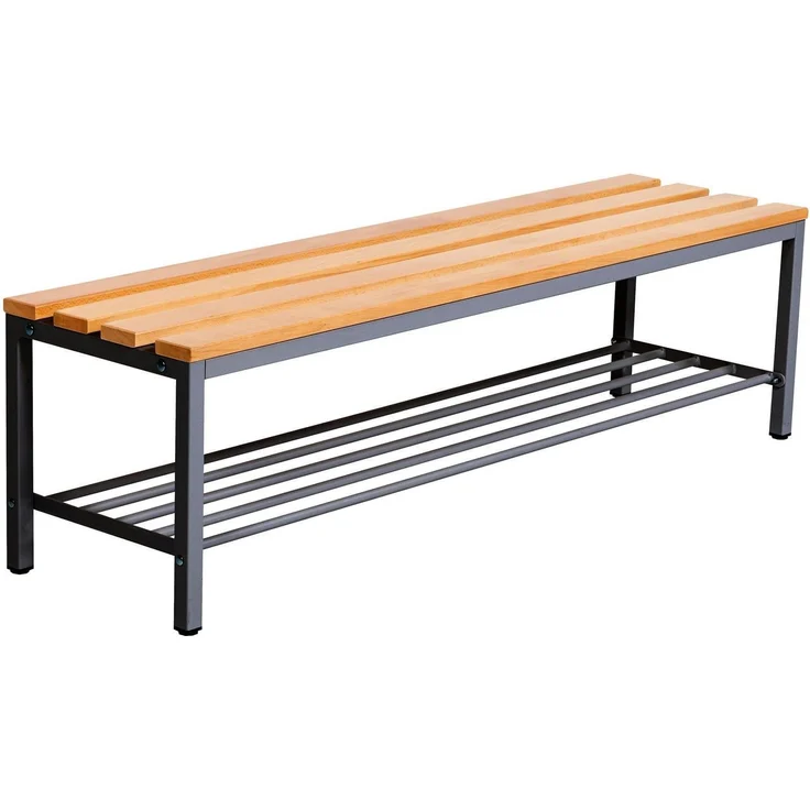 furni24 Bank Umkleidebank, Sitzbank für Umkleideräume mit Schuhrost BxHxT: 100 x 42 x 40 cm, Umkleidesitzbank, Umkleidebank, Garderobenbank, Sportbank, Bank mit Echtholz für Fitnessstudio – Bild 8