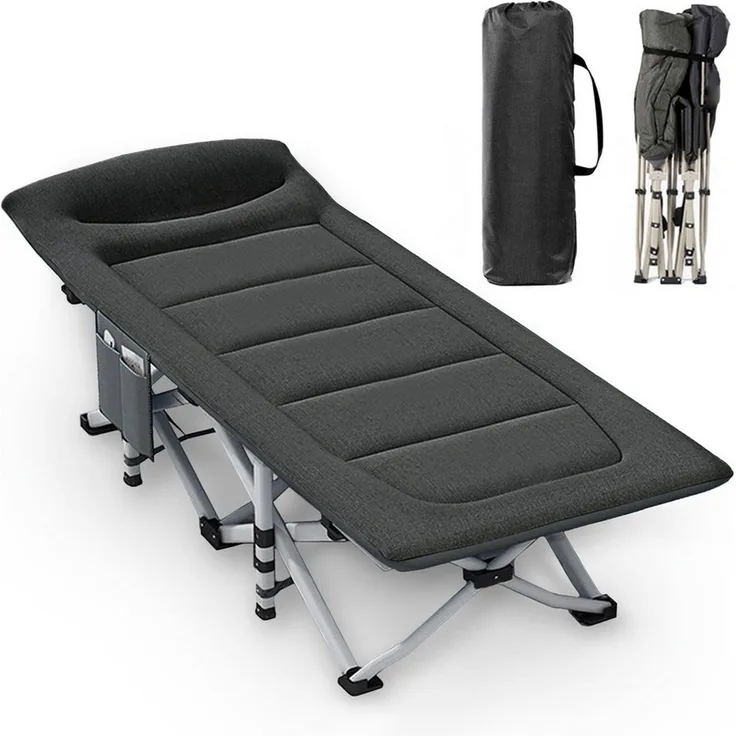 CALIYO Feldbett Mit Dicker Matratze Klappbett Campingbett bis 150 kg (200 x 80 x 40 cm Faltbar) für Indoor, Outdoor, Strand und Garten