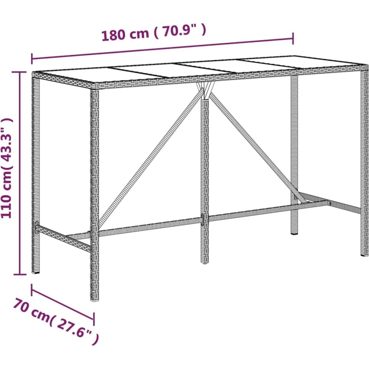 vidaXL 11-tlg. Gartenbar-Set Grau Poly Rattan 3187664 – Bild 9