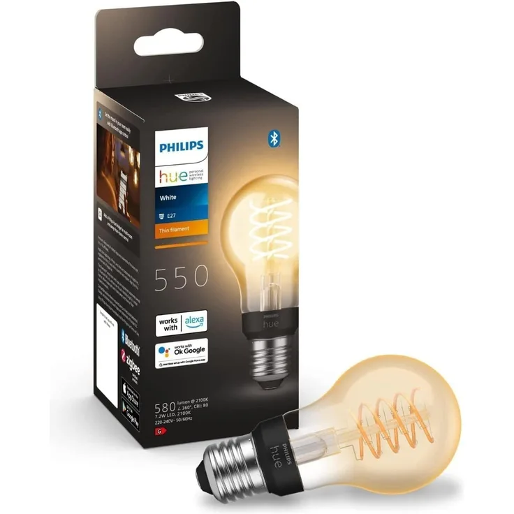 Philips Hue White E27 Filament 550lm.