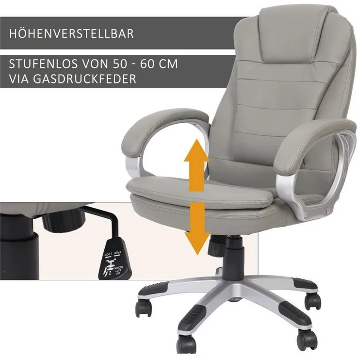 Feel2Home Schreibtischstuhl Bürostuhl Chefsessel Kunstleder, Kopfstütze, Wippfunktion, bis 120 kg, Rückenlehne mit integrierter Kopfstütze – Bild 4