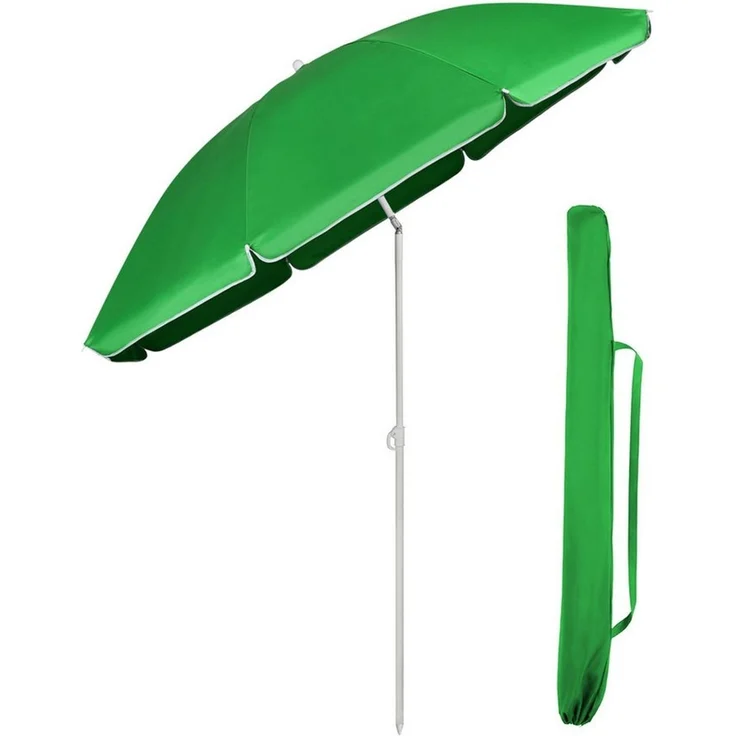 Sekey Sonnenschirm Ø 180 cm Balkonschirm Rund Strandschirm Sonnenschirm mit Schutzhülle, LxB: 180x180 cm, Neigungswinkel verstellbar, Höhe verstellbar, mit Tragetasche – Bild 1