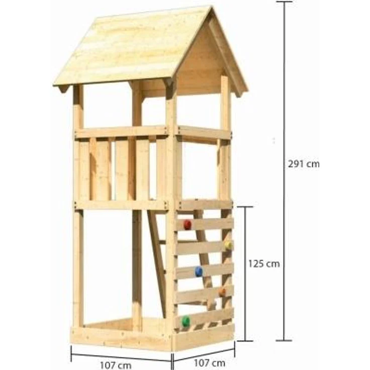 Karibu Kinderspielturm Lotti mit Kletterwand ECO naturbelassen 1,07 x 1,07 x 2,91 m – Bild 3