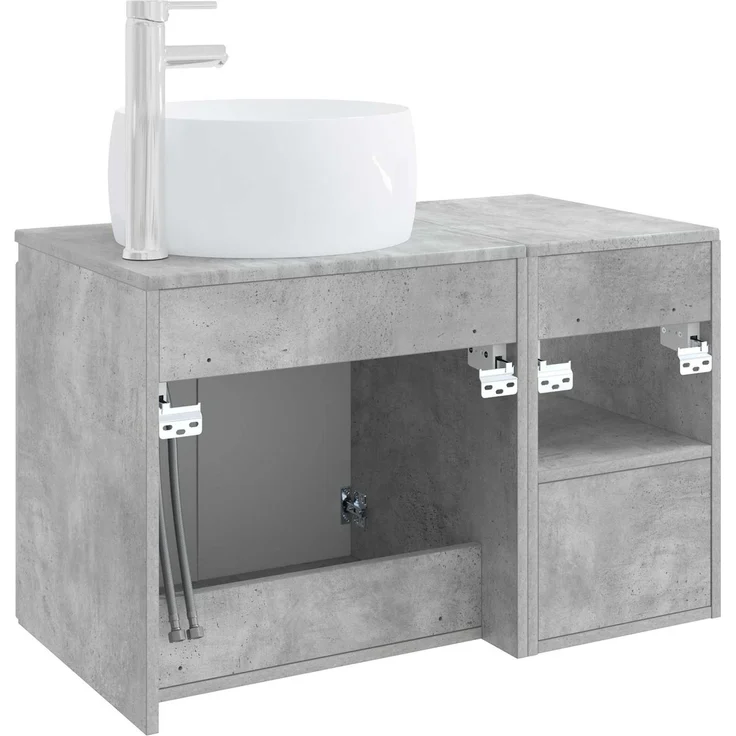 vidaXL Badezimmerschrank-Set 2 stk. Betongrau 79,5 x 44,5 x 80 cm 3404097 – Bild 6