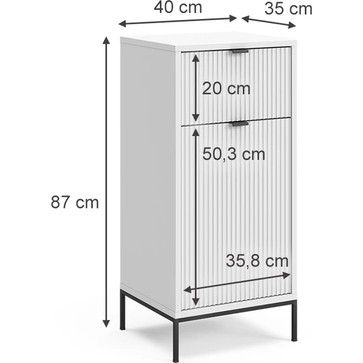 Badschrank Eliza Weiß 40 x 87 cm mit Tür und Schublade Vicco – Bild 3