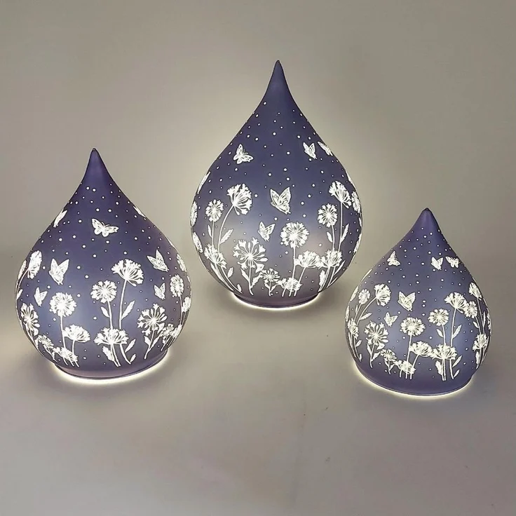 formano Nachttischlampe Blumenwiese, Mit Timerfunktion, Lila, Motiv: Blumenwiese – Bild 2