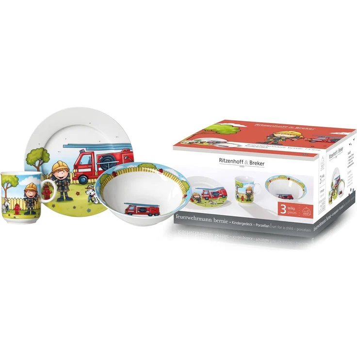 Ritzenhoff & Breker Kindergeschirr-Set Feuerwehrmann Bernie (3-tlg), 1 Personen, Porzellan – Bild 2