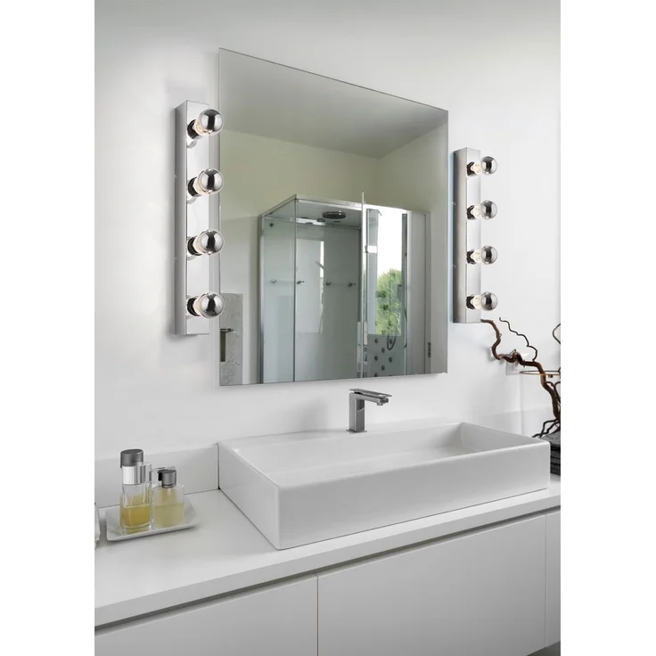 Retro Badezimmer Wandleuchte THEATRO in Chrom 55cm - Spiegelleuchte – Bild 6