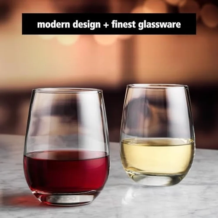 LIBBEY Gläser-Set Libbey Weinglas, 12er Set -STEMLESS-, 12-tlg, Glas, 451 ml, hochwertig verarbeitet, im modernen Design – Bild 2