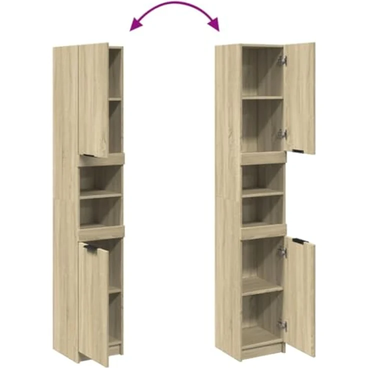 vidaXL Badschrank Sonoma-Eiche 32x34x188,5 cm Holzwerkstoff 849656 – Bild 5