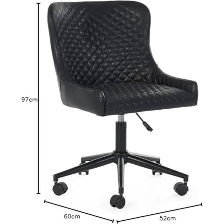 Julian Bowen Luxe Bürostuhl aus schwarzem Kunstleder, 52 x 60 cm – Bild 2