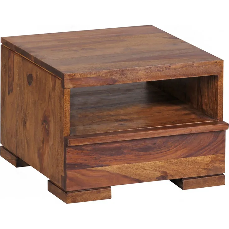 Wohnling Nachttisch Massivholz Nachtkommode 30 cm 1 Schublade Ablage Nachtschrank Landhausstil Echtholz Farbe wählbar