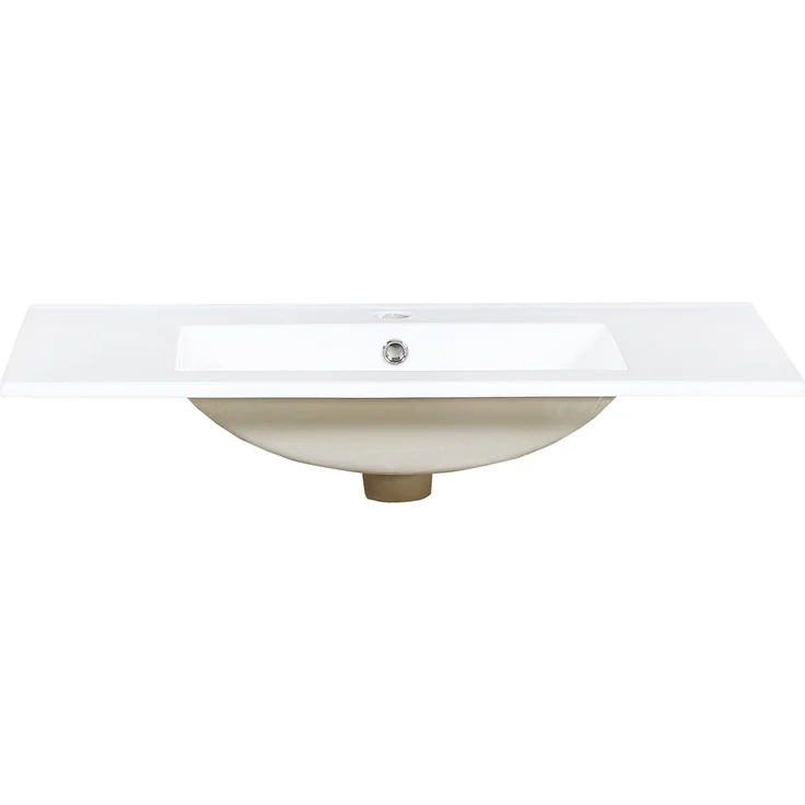 Waschbeckenunterschrank 81 x 47 x 51 cm mit Keramikwaschbecken und App-gesteuerter LED-Beleuchtung, Weiß – Bild 10