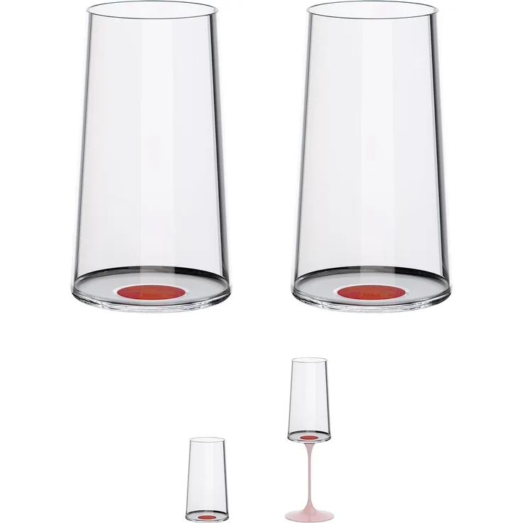 Trebonn SplitGlass Longdrink- / Sekt-Glas Rot 2er-Set